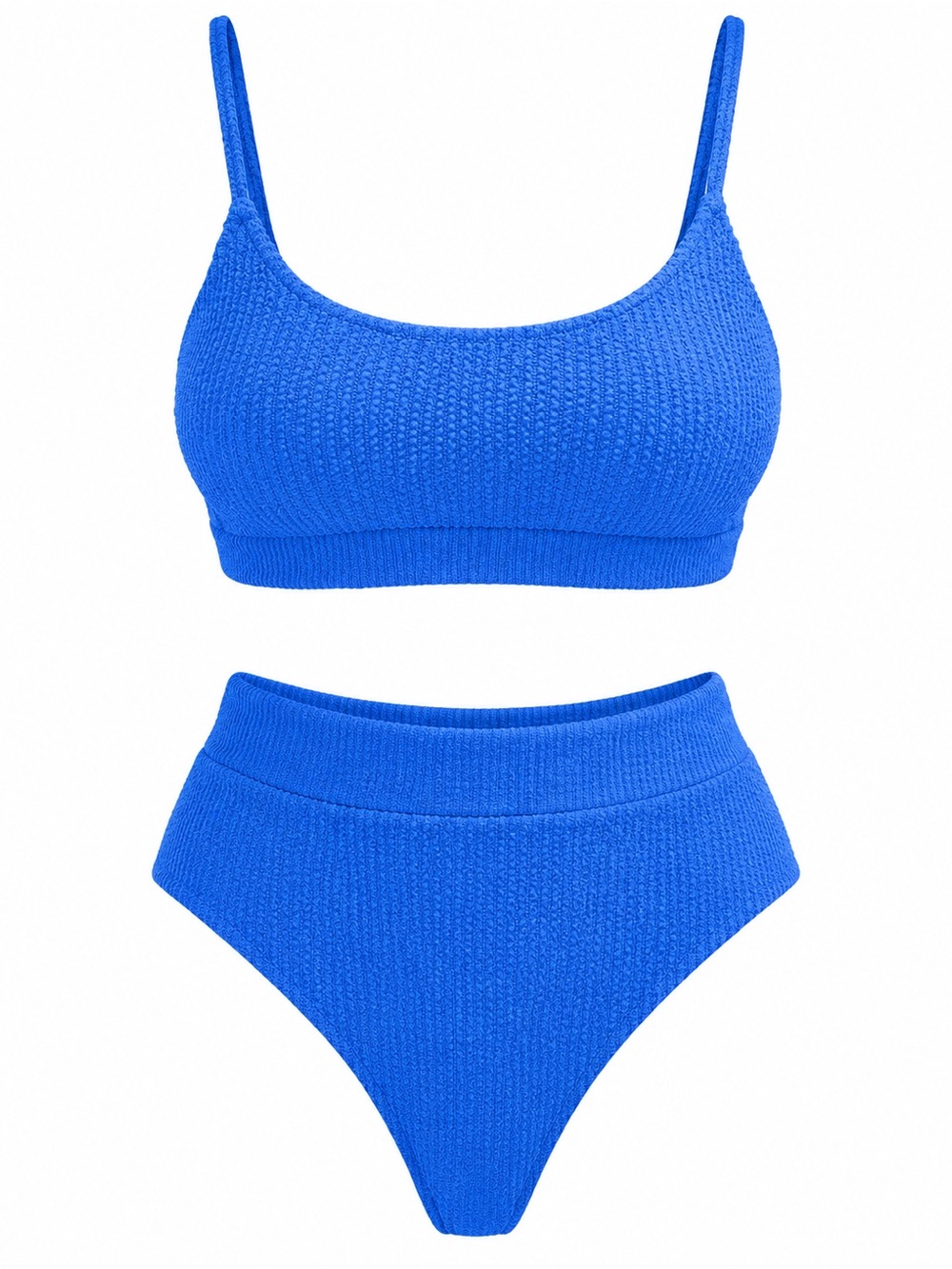 Blue Textured High-Waist Bikini Set new without tags